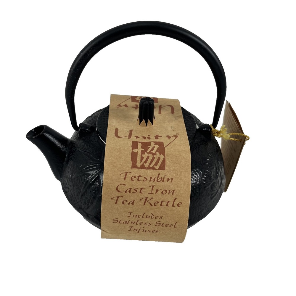BRAND NEW -UNITY  Tetsubin Cast Iron Teapot Heavy‎ Pot- Black Bamboo Leaf